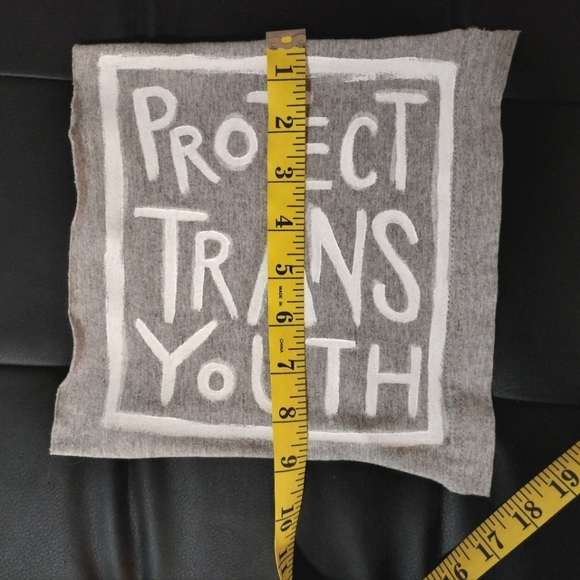 Handpainted PROTECT TRANS YOUTH 9x9" Grey Patch - Picture 4 of 4